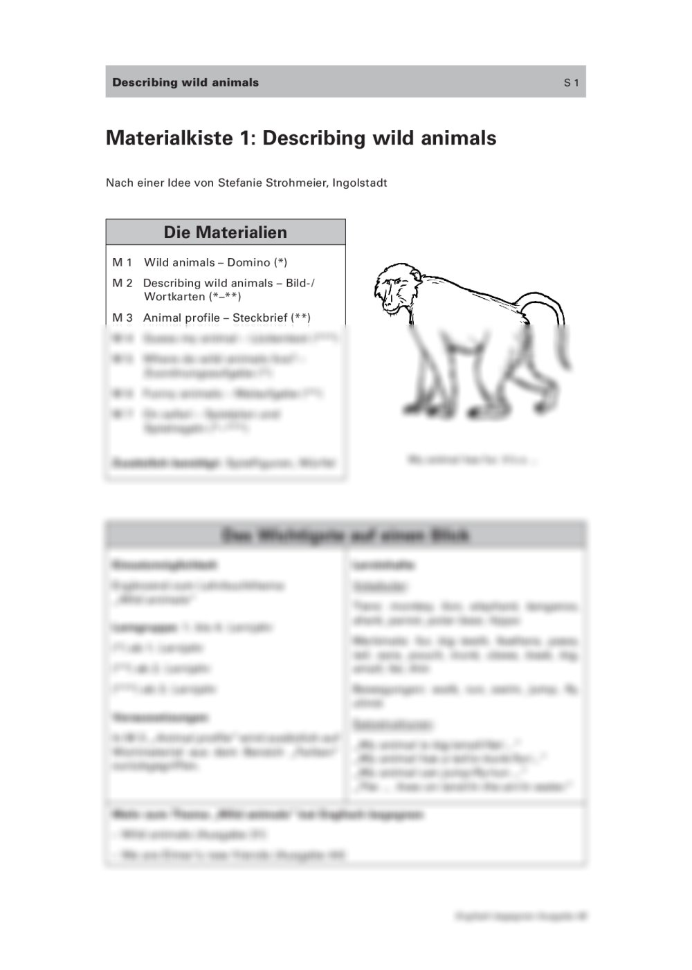 Übungsmaterial zum Thema Wildtiere - Seite 1