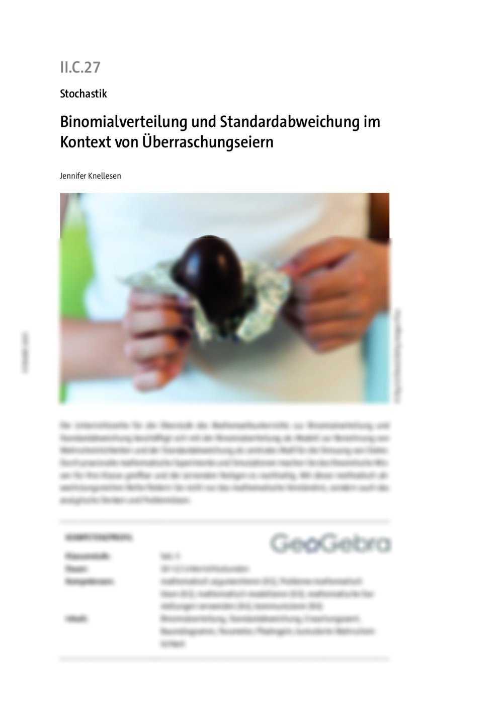 Binomialverteilung und Standardabweichung im Kontext von Überraschungseiern - Seite 1