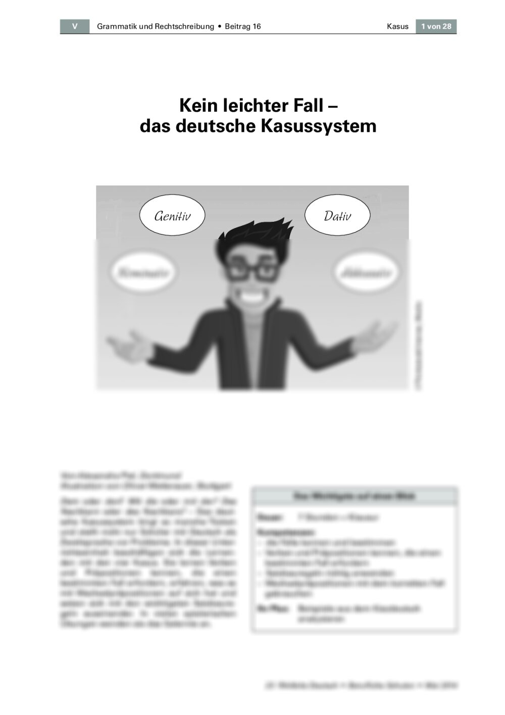 Das deutsche Kasussystem - Seite 1