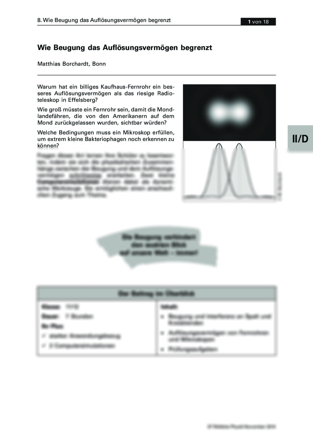 Wie Beugung das Auflösungsvermögen begrenzt - Seite 1