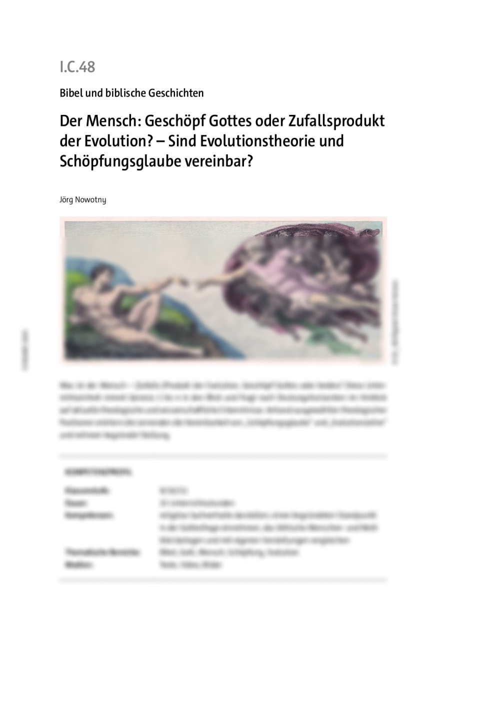 Der Mensch: Geschöpf Gottes oder Zufallsprodukt der Evolution? - Seite 1