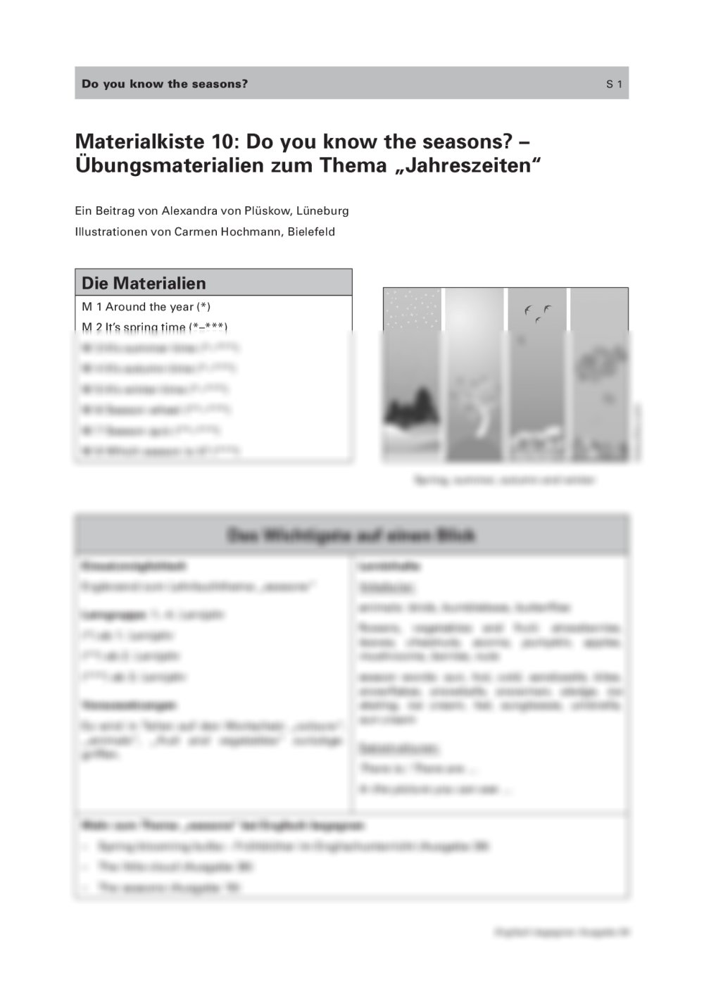 Übungsmaterialien zum Thema „Jahreszeiten“ - Seite 1