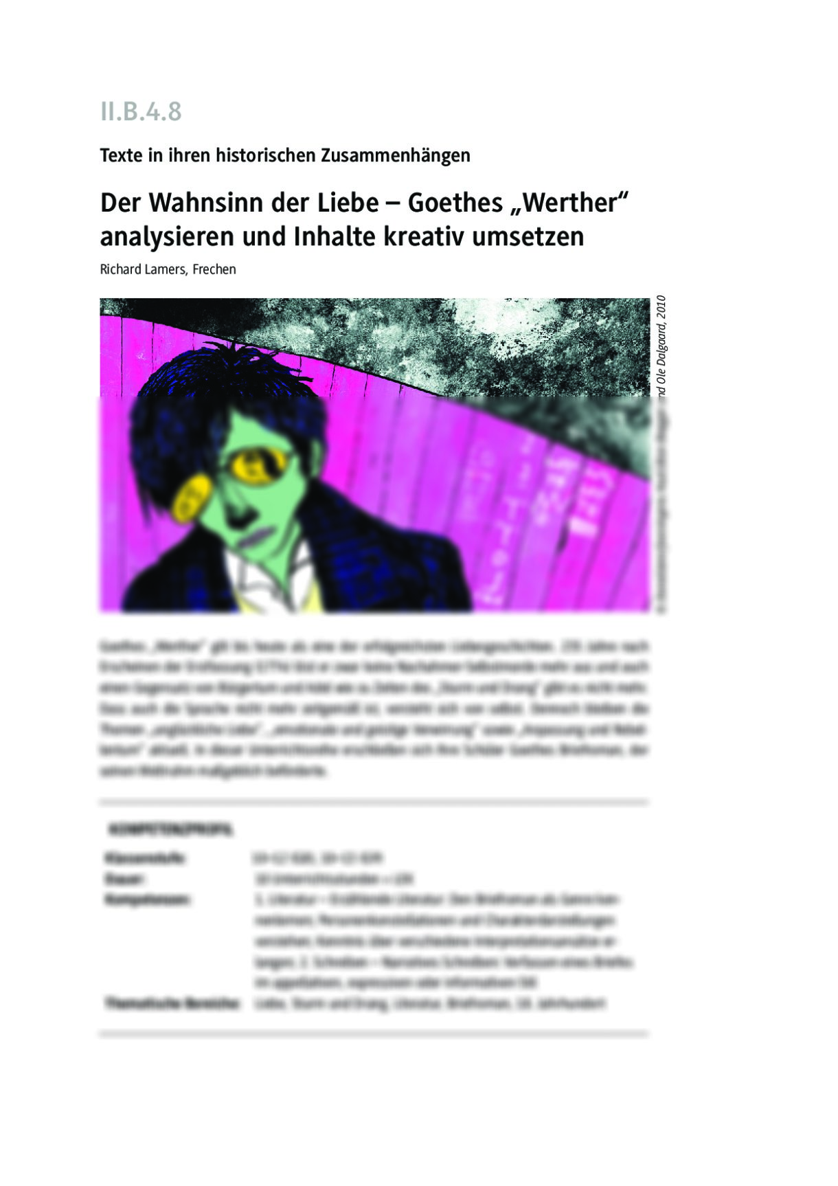Goethes „Werther“ analysieren und Inhalte kreativ umsetzen - Seite 1