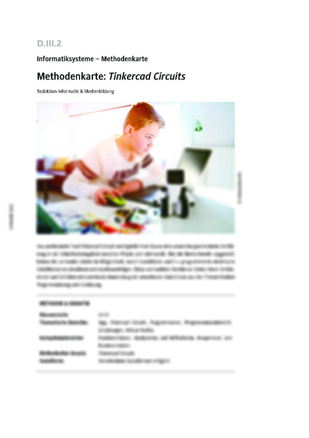 Methodenkarte: Tinkercad Circuits - Seite 1