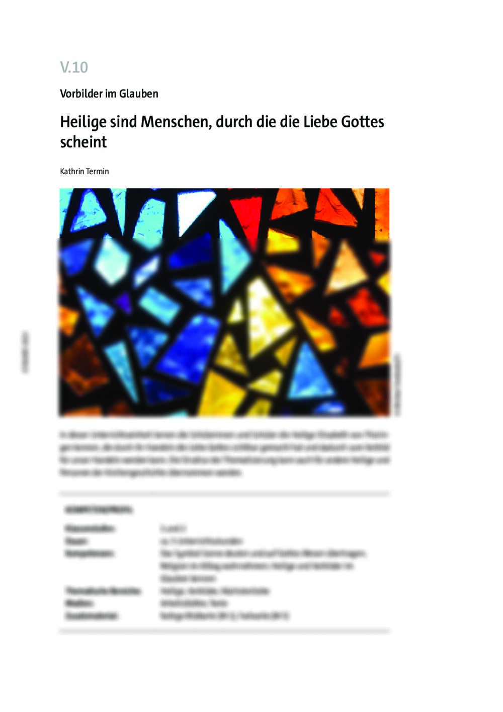 Heilige sind Menschen, durch die die Liebe Gottes scheint - Seite 1