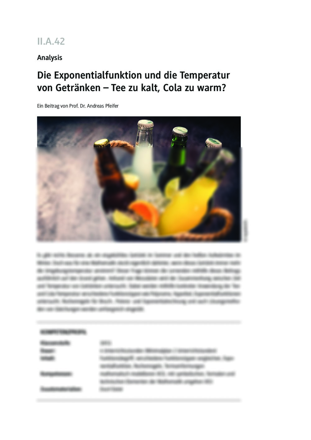 Die Exponentialfunktion und die Temperatur von Getränken - Seite 1