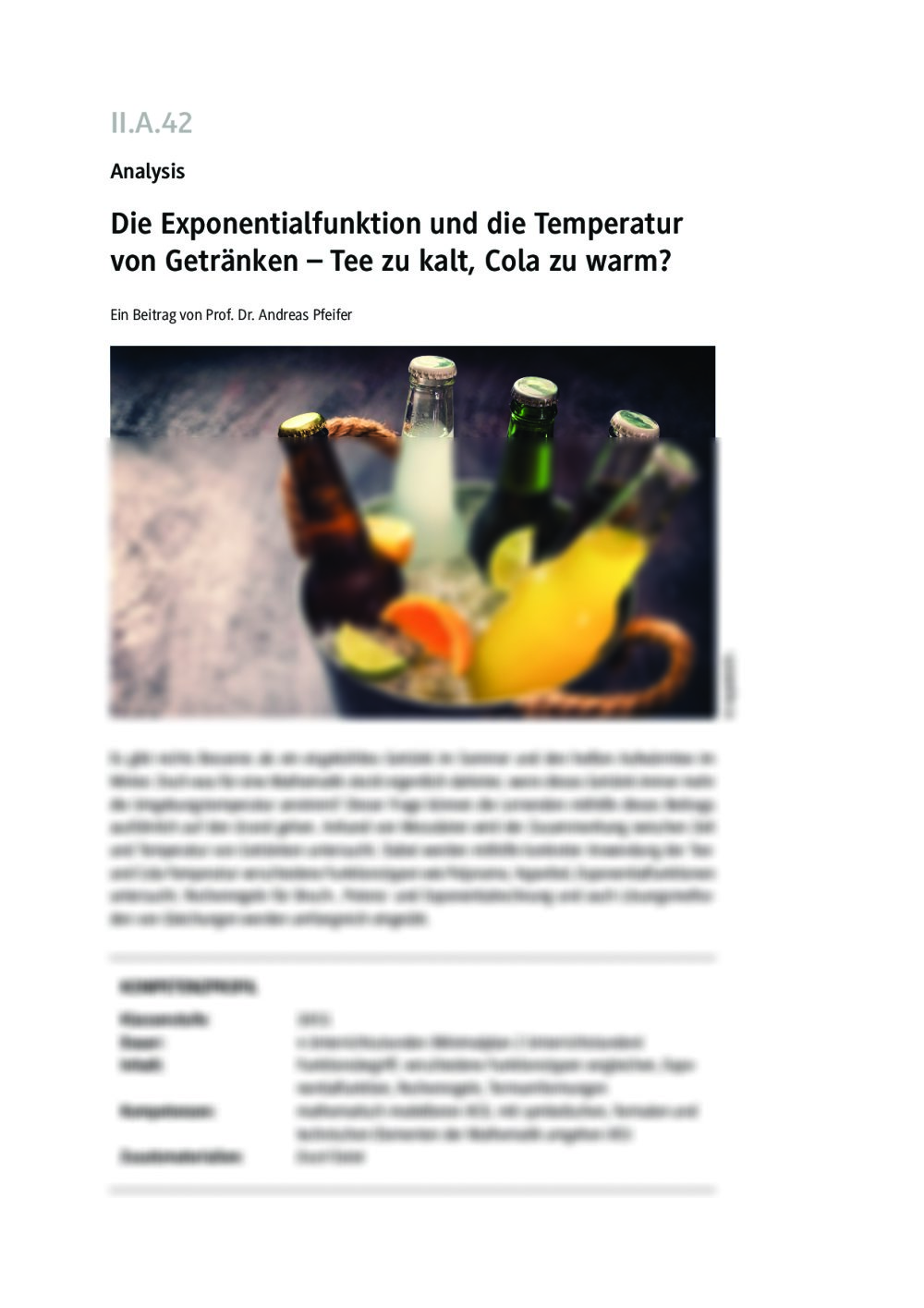 Die Exponentialfunktion und die Temperatur von Getränken - Seite 1