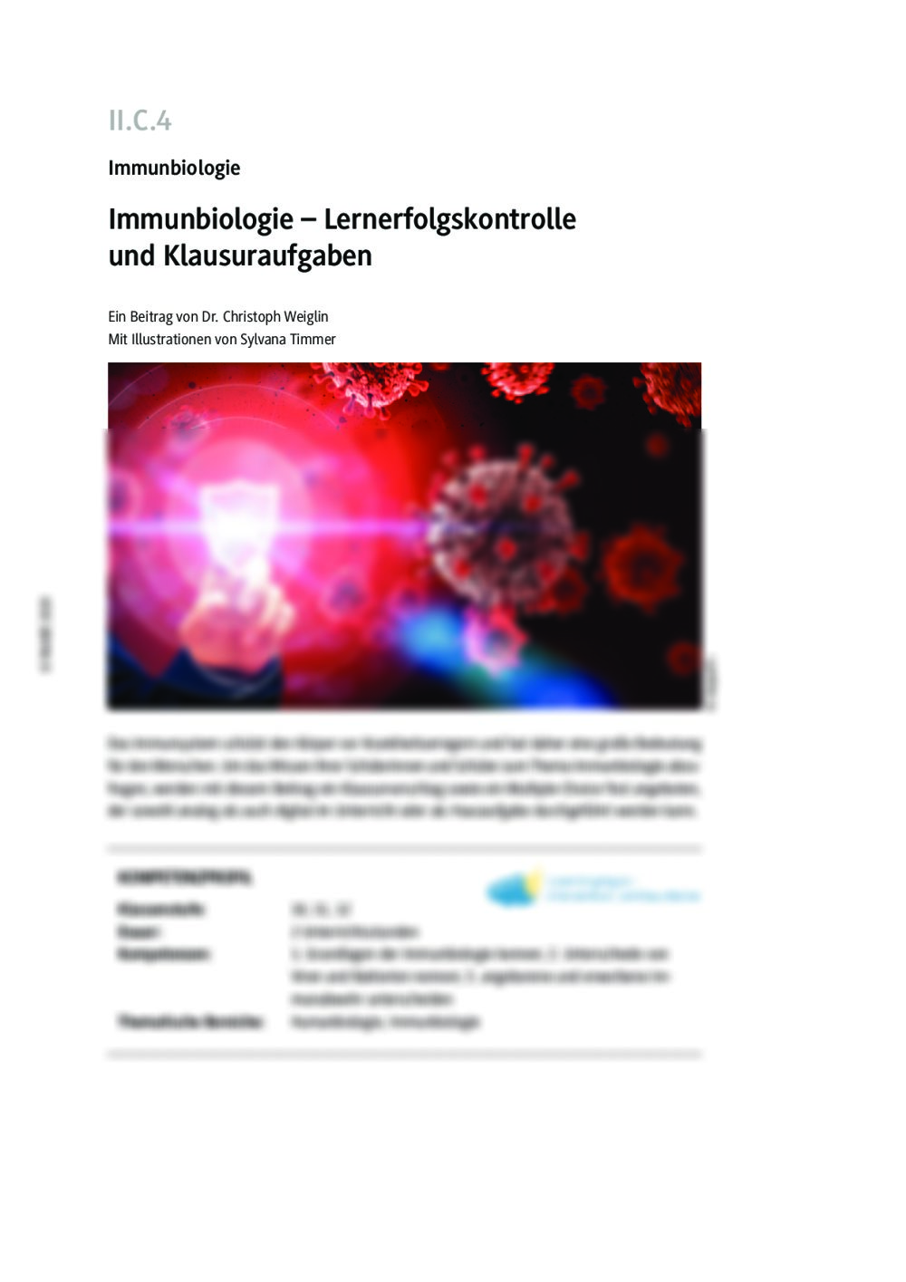 Immunbiologie Klausuraufgaben - Seite 1