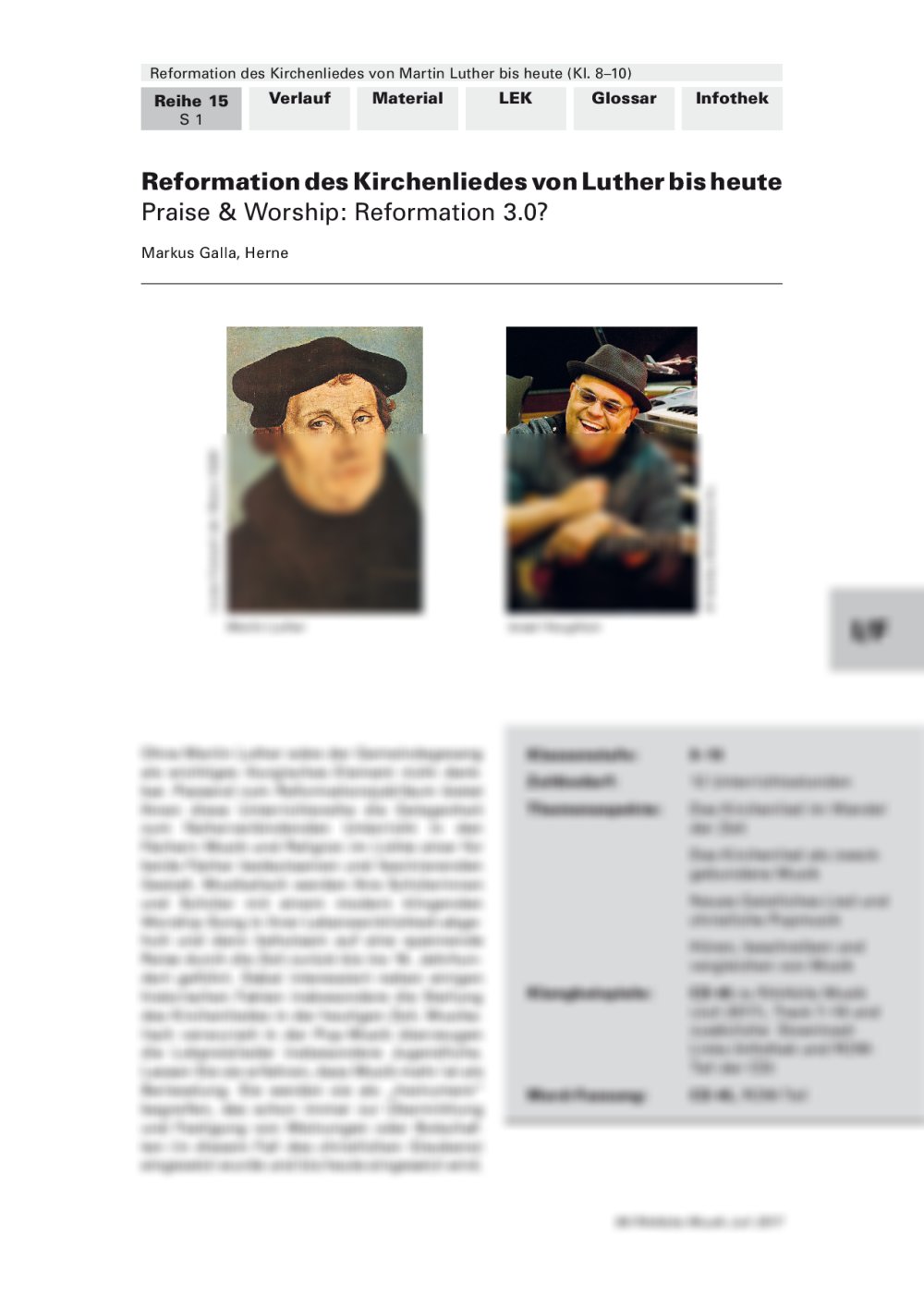 Reformation des Kirchenliedes von Luther bis heute Praise & Worship - Seite 1