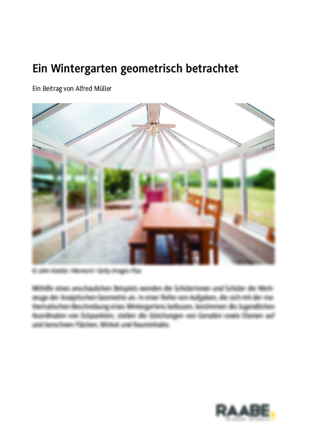 Ein Wintergarten geometrisch betrachtet - Seite 1