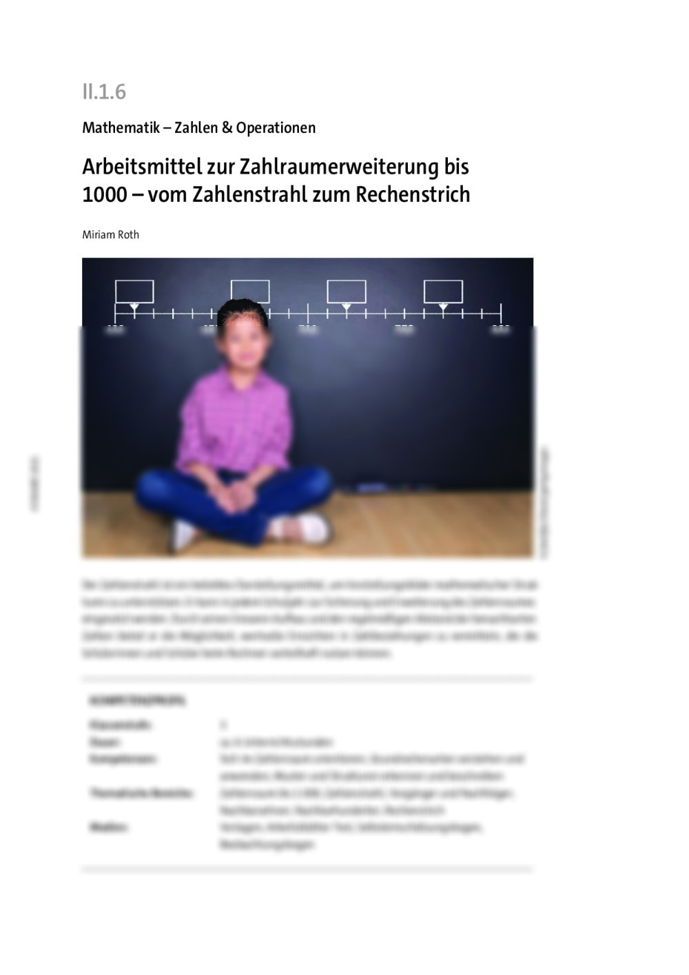 Arbeitsmittel zur Zahlraumerweiterung bis 1000 - Seite 1