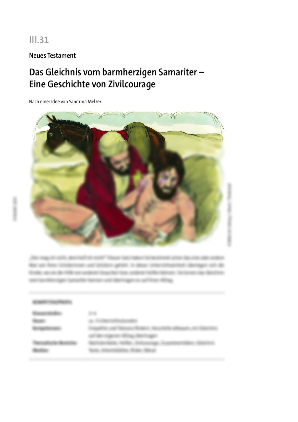 Das Gleichnis vom barmherzigen Samariter  - Seite 1
