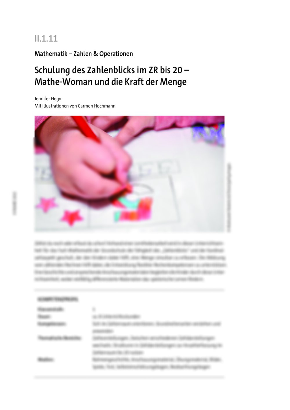 Schulung des Zahlenblicks im ZR bis 20 - Seite 1