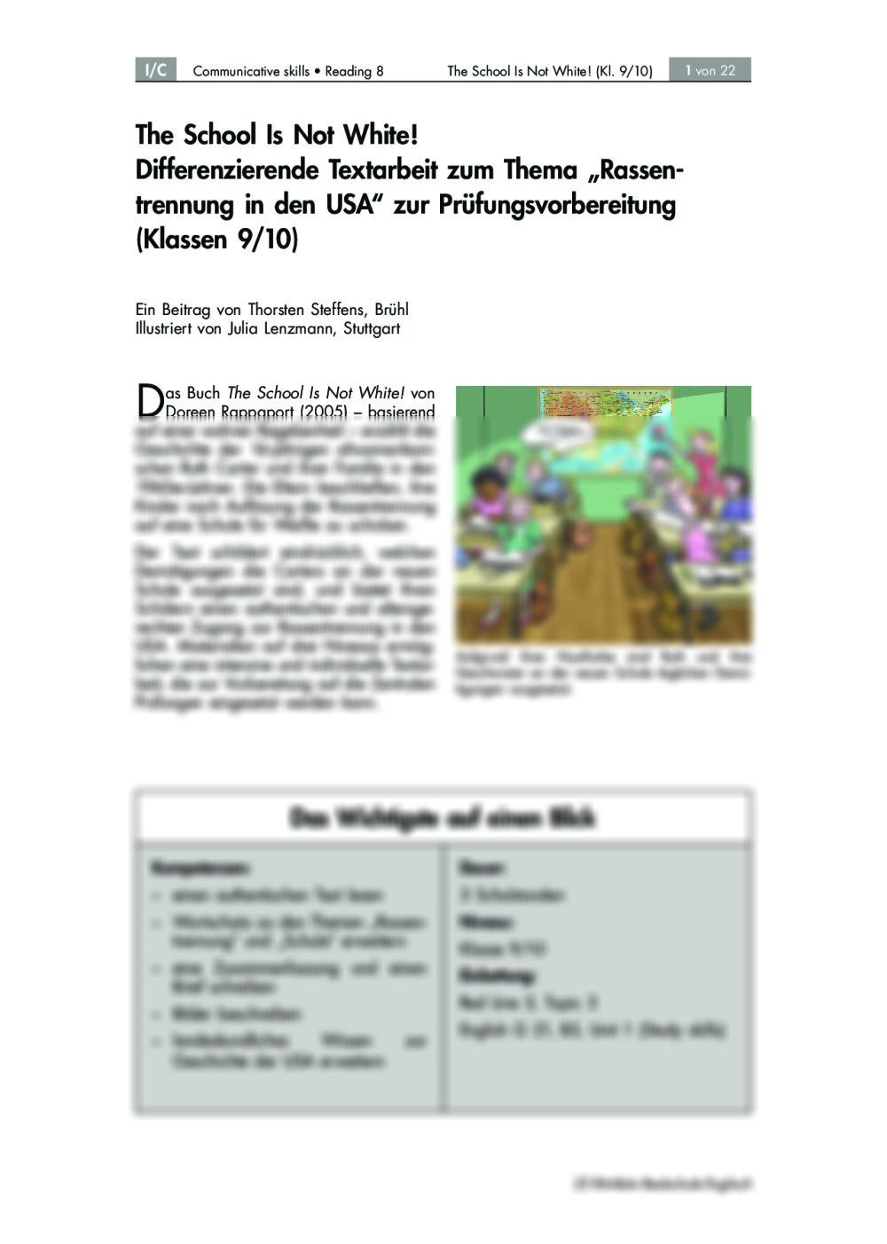 Differenzierende Textarbeit zum Thema “Rassentrennung in den USA” zur Prüfungsvorbereitung - Seite 1