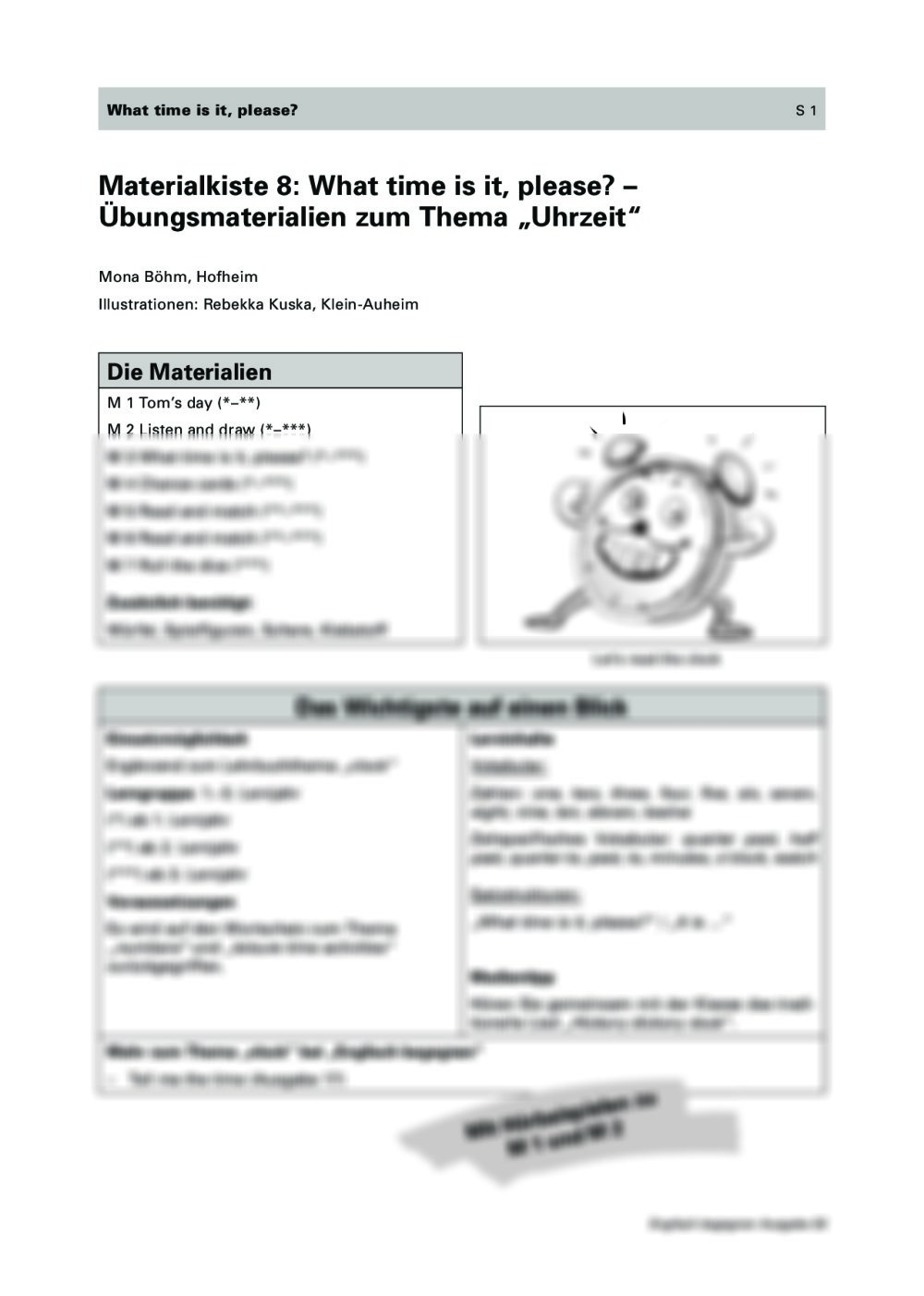 Übungsmaterial zum Thema Uhrzeit - Seite 1