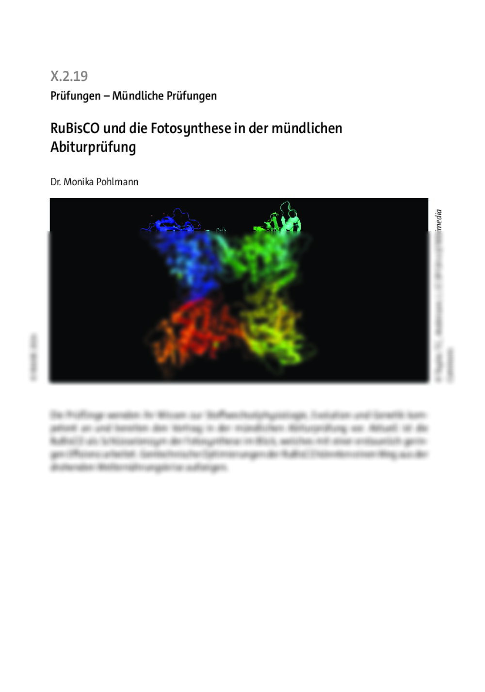 RuBisCO und die Fotosynthese in der mündlichen Abiturprüfung - Seite 1