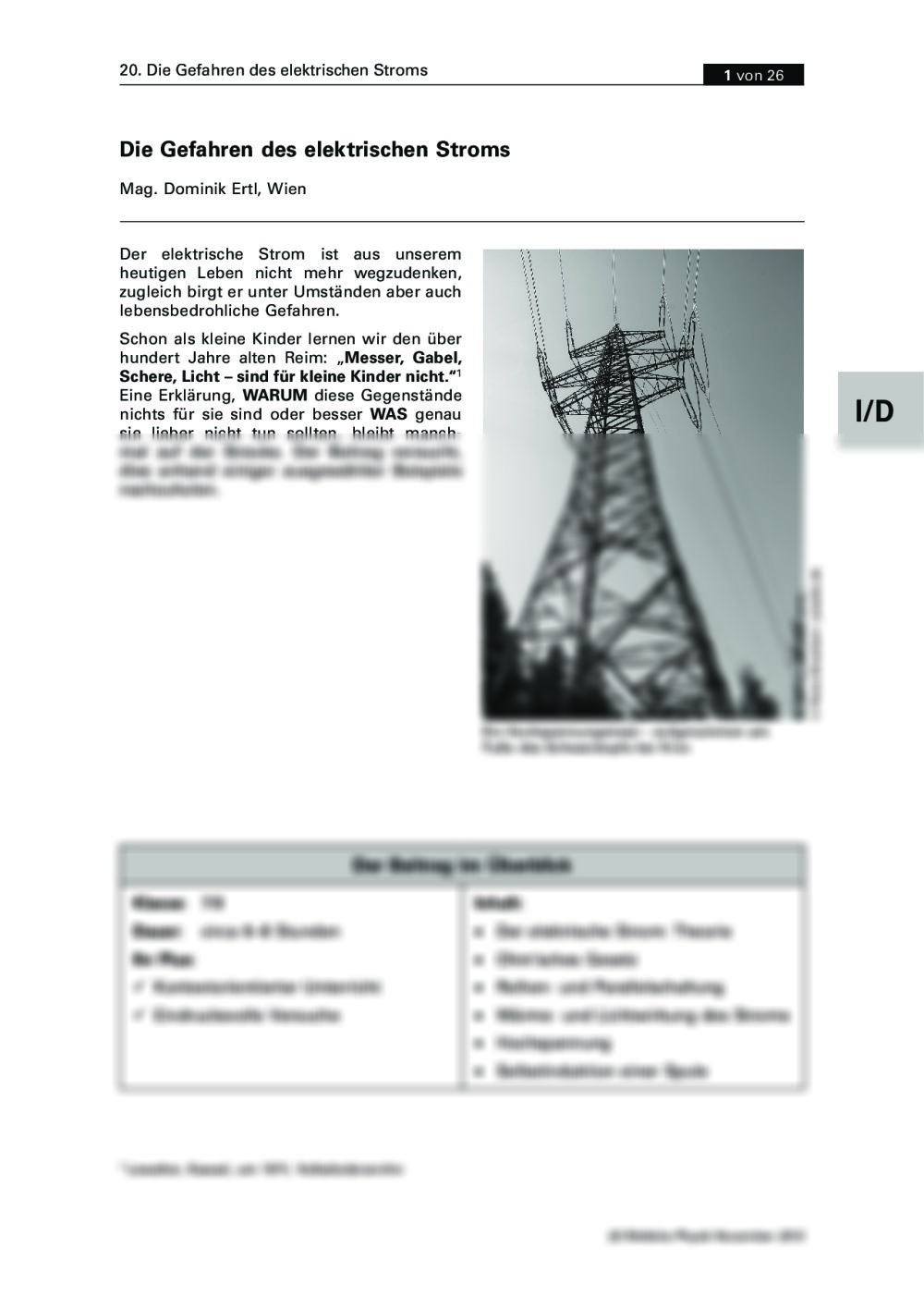 Die Gefahren des elektrischen Stroms - Seite 1