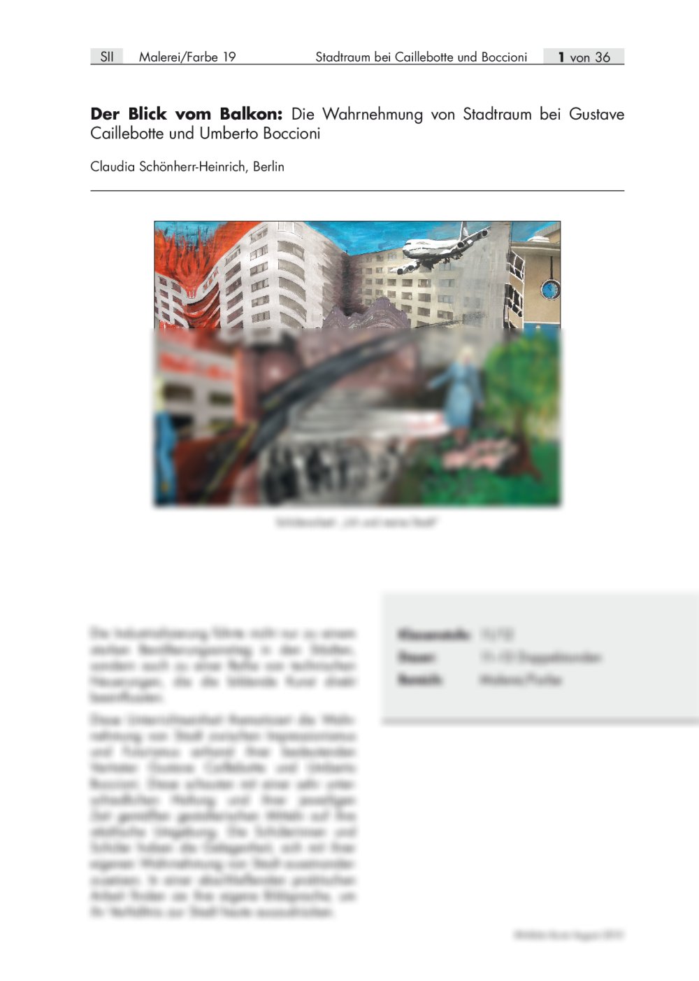 Die Wahrnehmung von Stadtraum bei Gustave Caillebotte und Umberto - Seite 1
