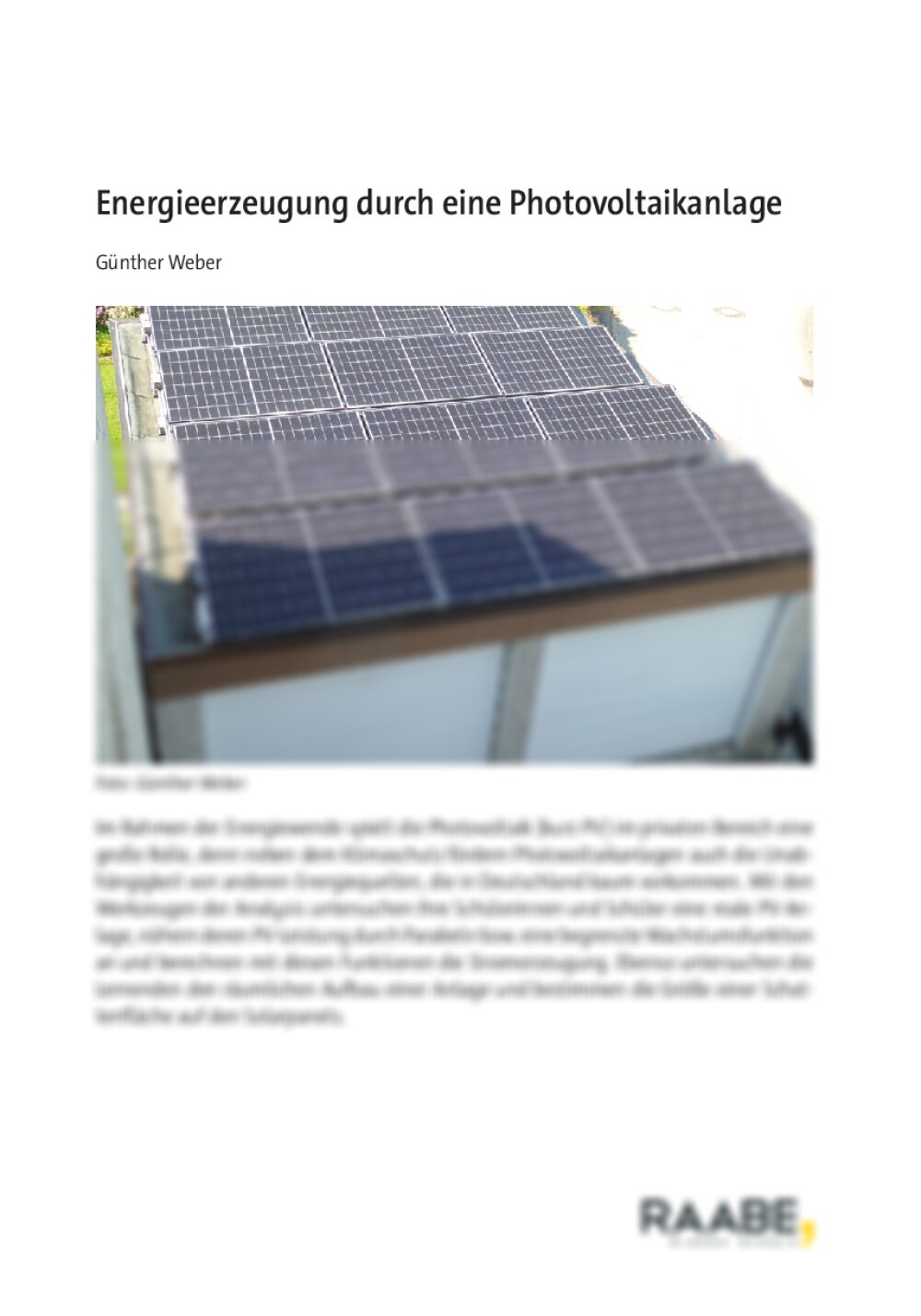 Energieerzeugung durch eine Photovoltaikanlage - Seite 1
