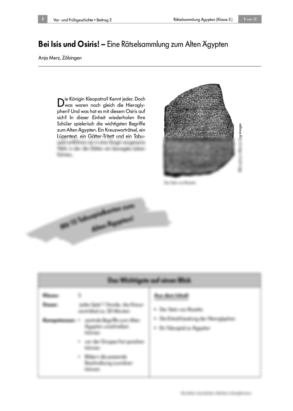 Eine Rätselsammlung zum Alten Ägypten - Seite 1