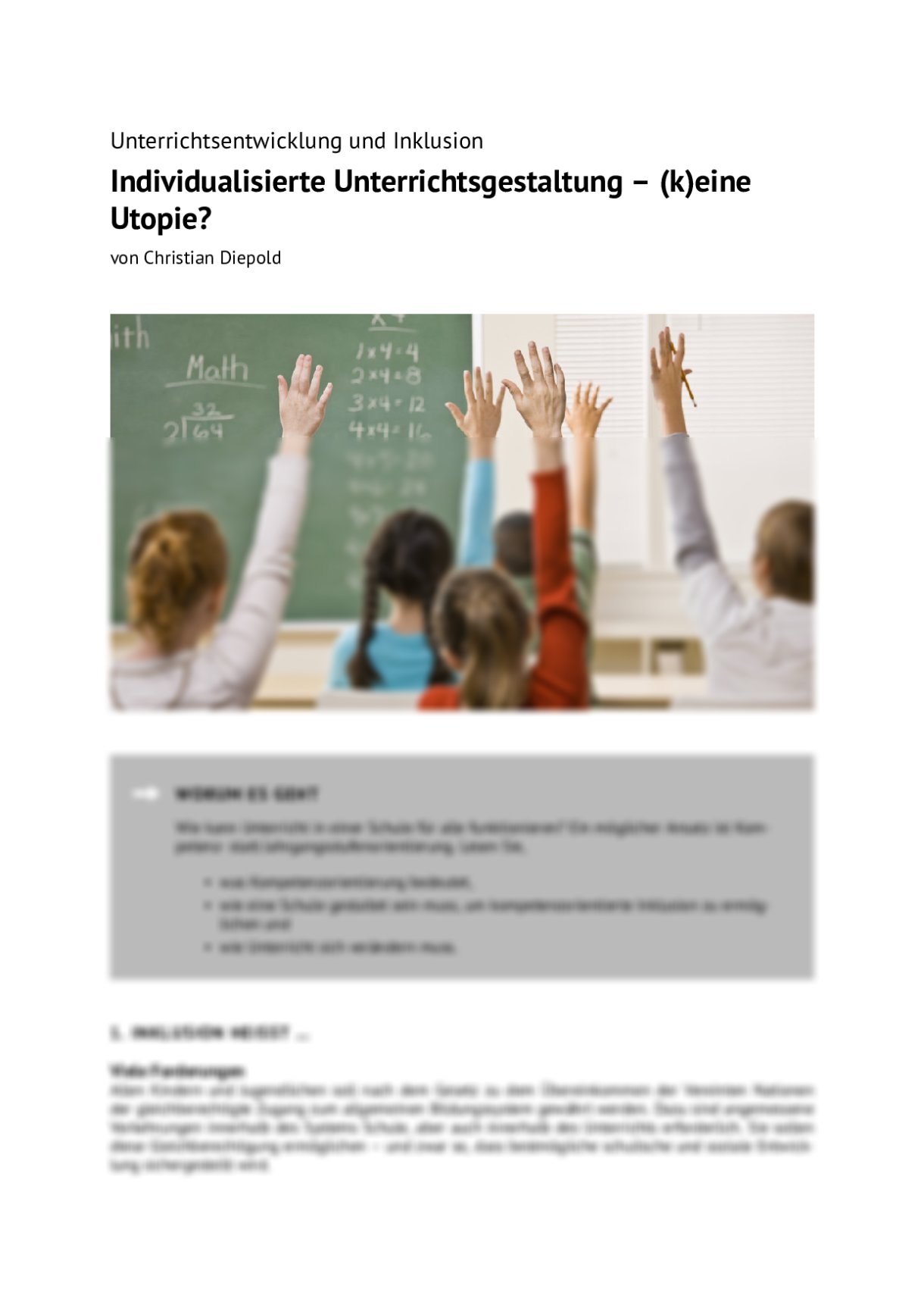 Individualisierte Unterrichtsgestaltung – (k)eine Utopie? - Seite 1