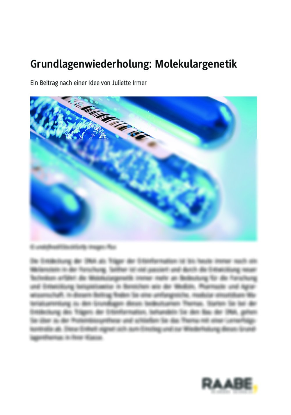 Grundlagenwiederholung:
Molekulargenetik - Seite 1