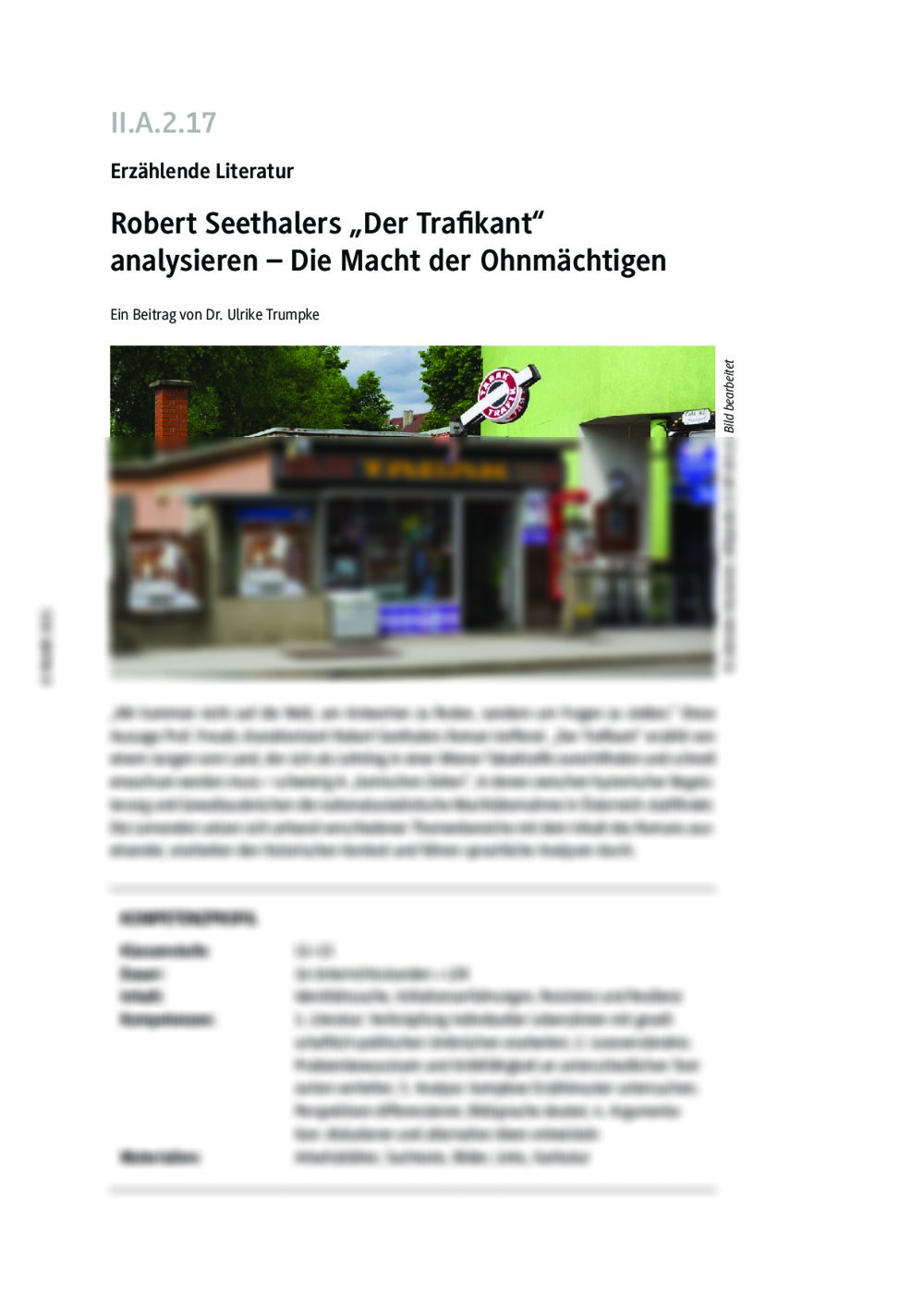 Robert Seethalers "Der Trafikant" analysieren - Seite 1