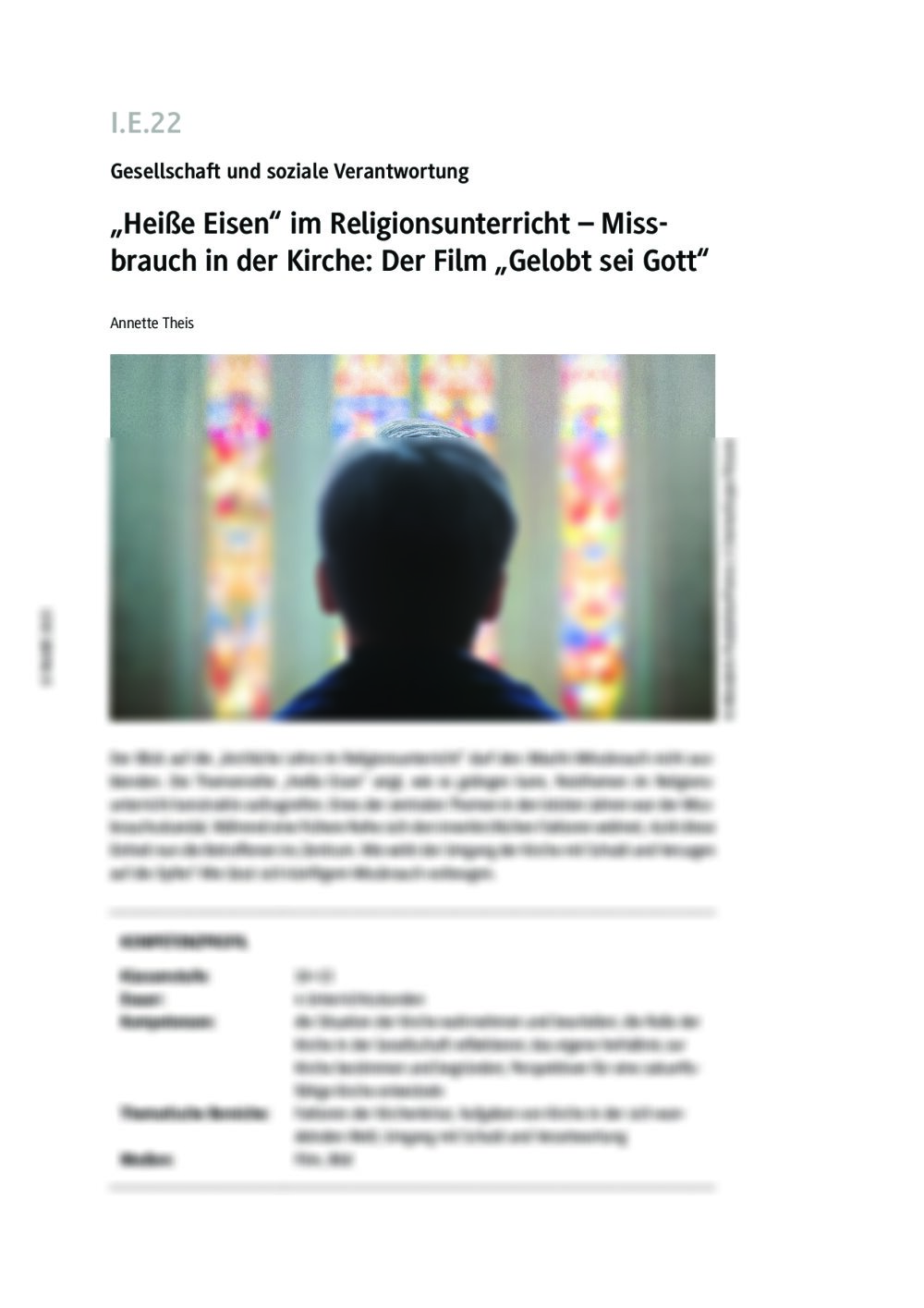 „Heiße Eisen“ im Religionsunterricht  - Seite 1