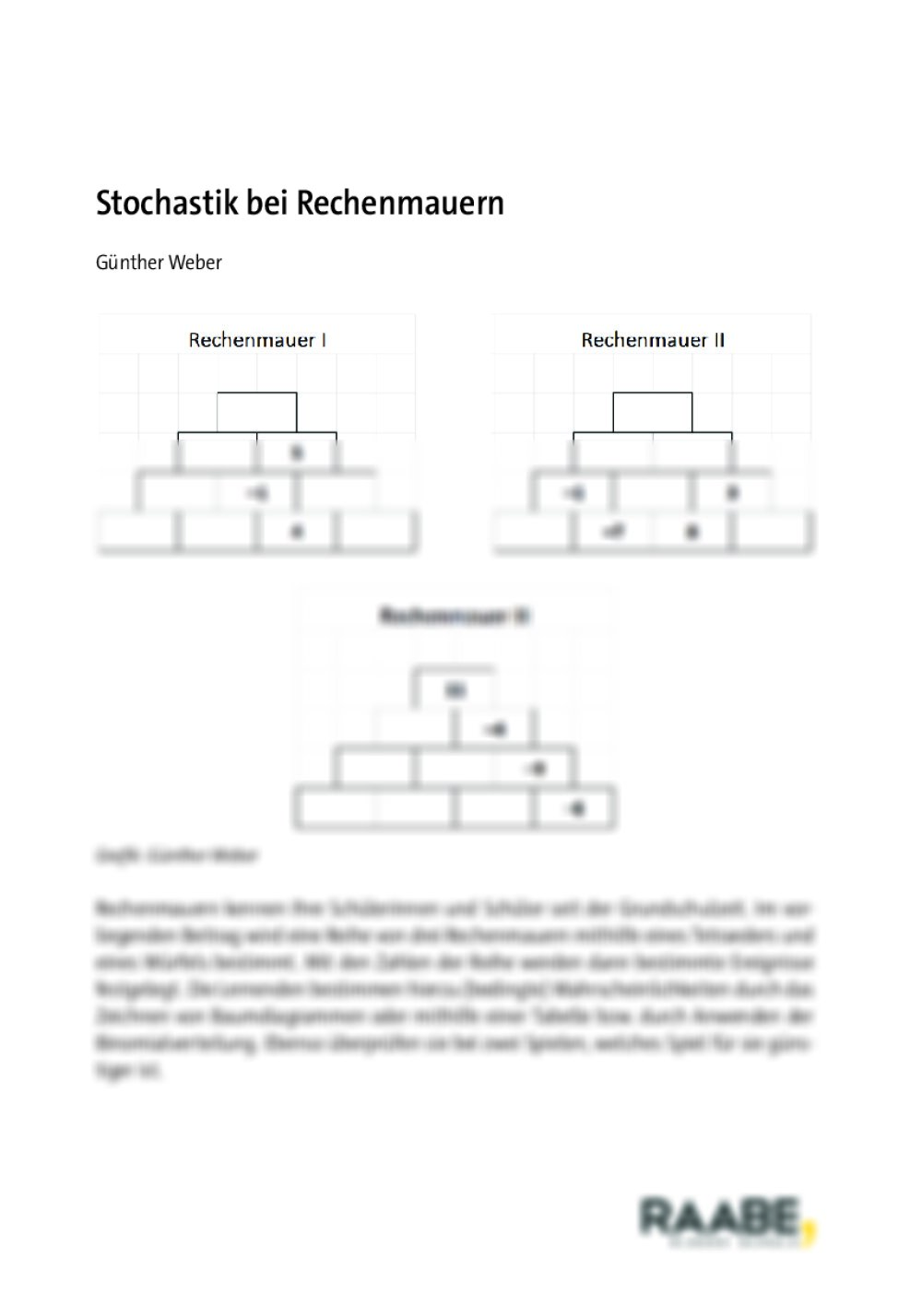 Stochastik bei Rechenmauern - Seite 1