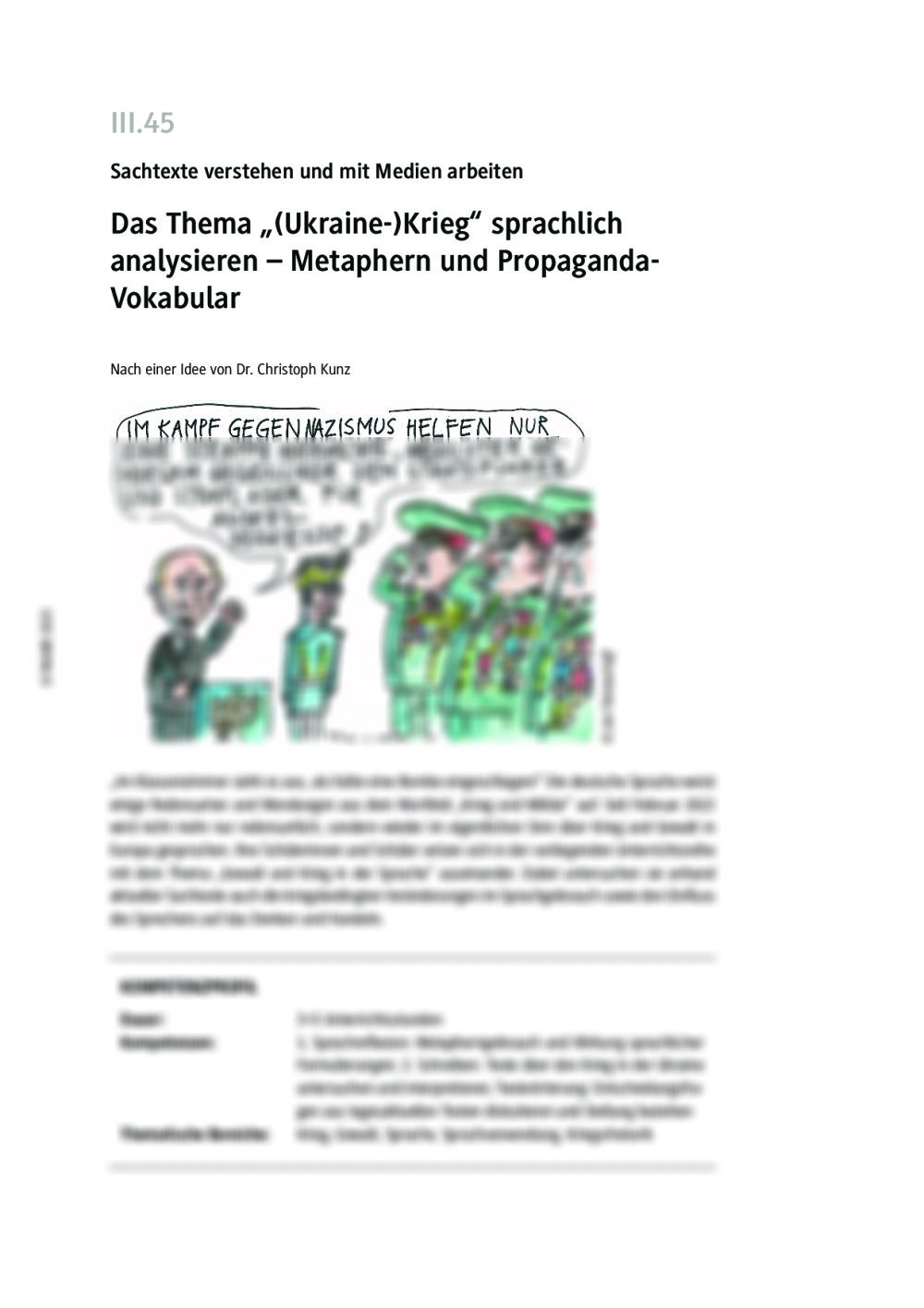 Das Thema „(Ukraine-)Krieg“ sprachlich analysieren  - Seite 1
