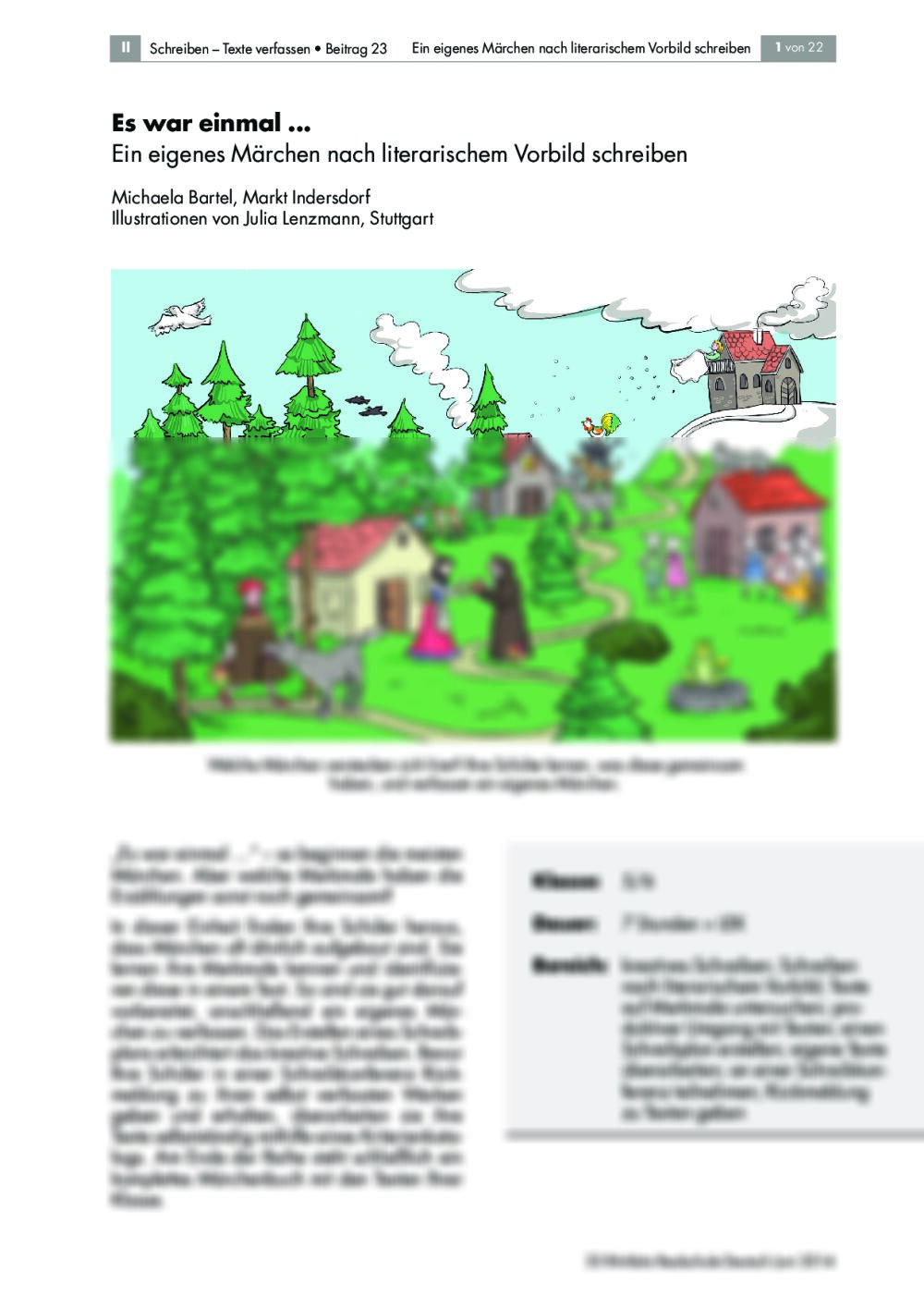 „Märchen schreiben - Klasse 5“ - Unterrichtsmaterial - Seite 1