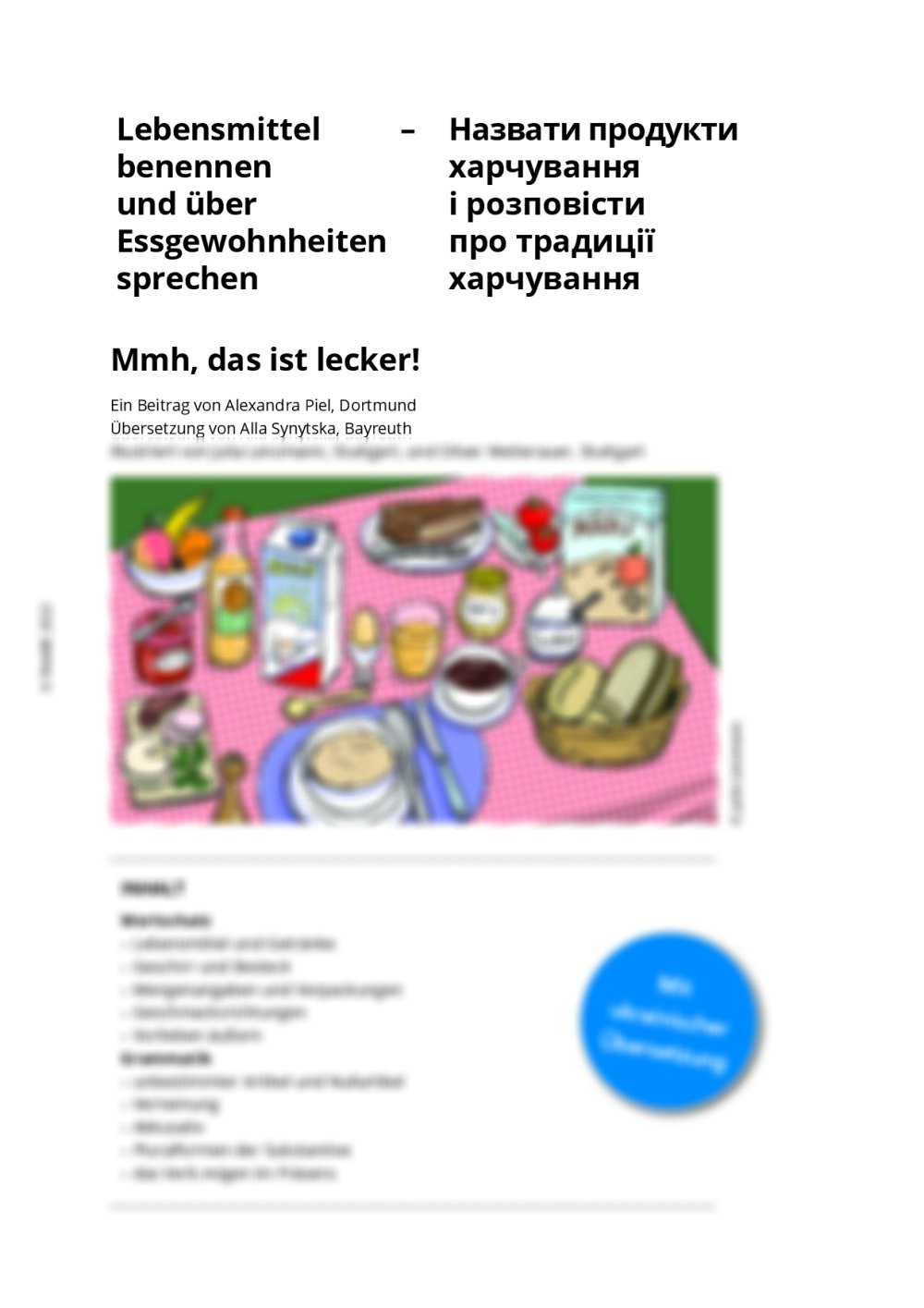 Lebensmittel und Essgewohnheiten (mit ukrainischer Übersetzung) - Seite 1
