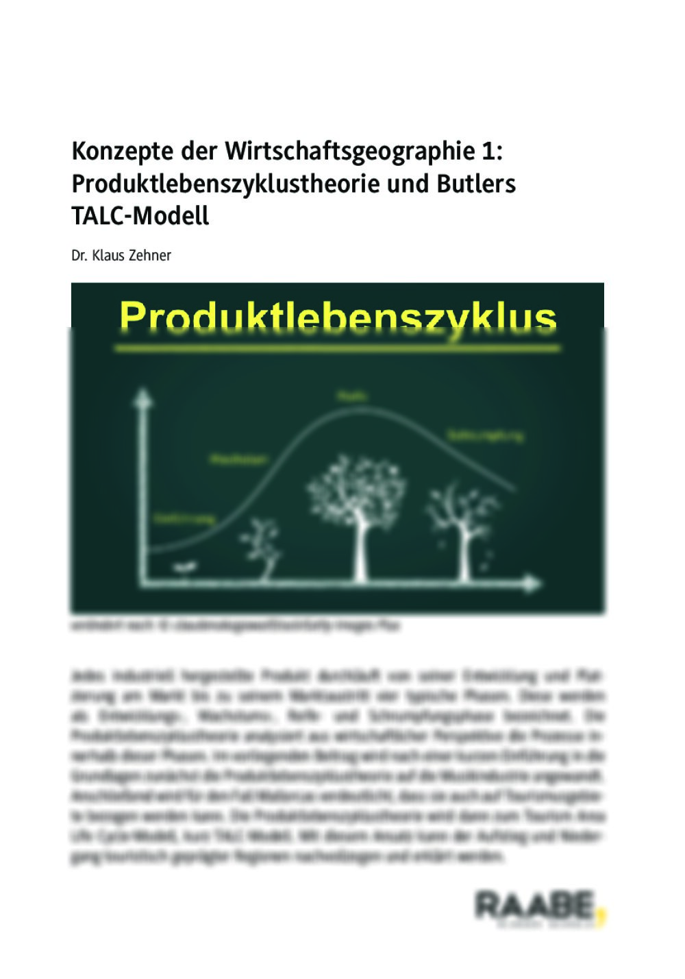 Konzepte der Wirtschaftsgeographie 1: Produktlebenszyklustheorie und Butlers TALC-Modell - Seite 1