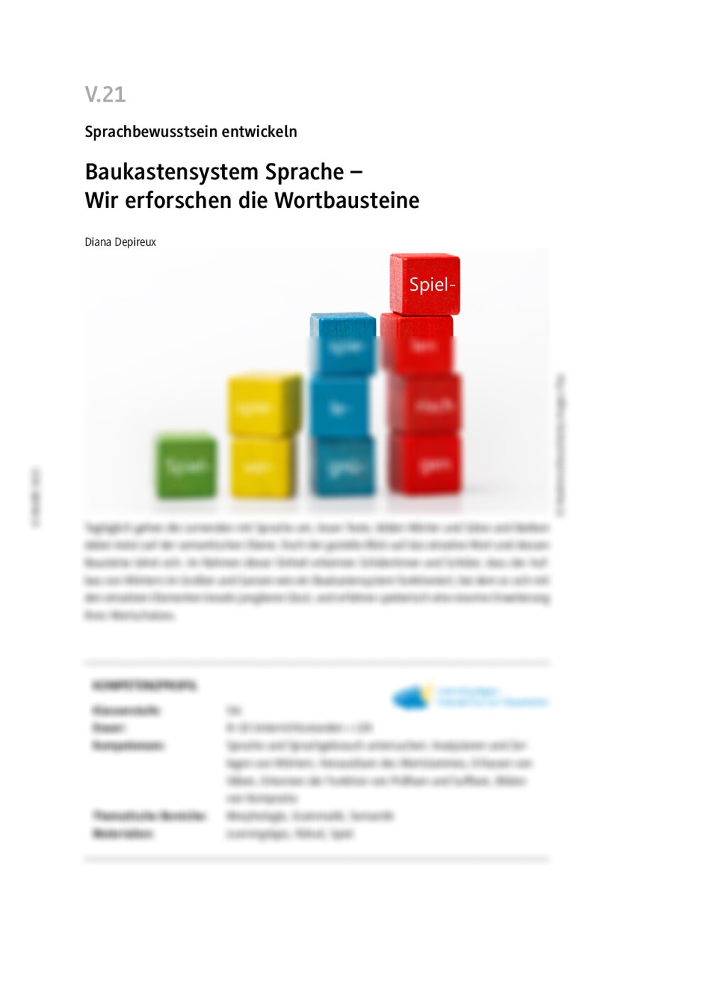 Baukastensystem Sprache - Seite 1