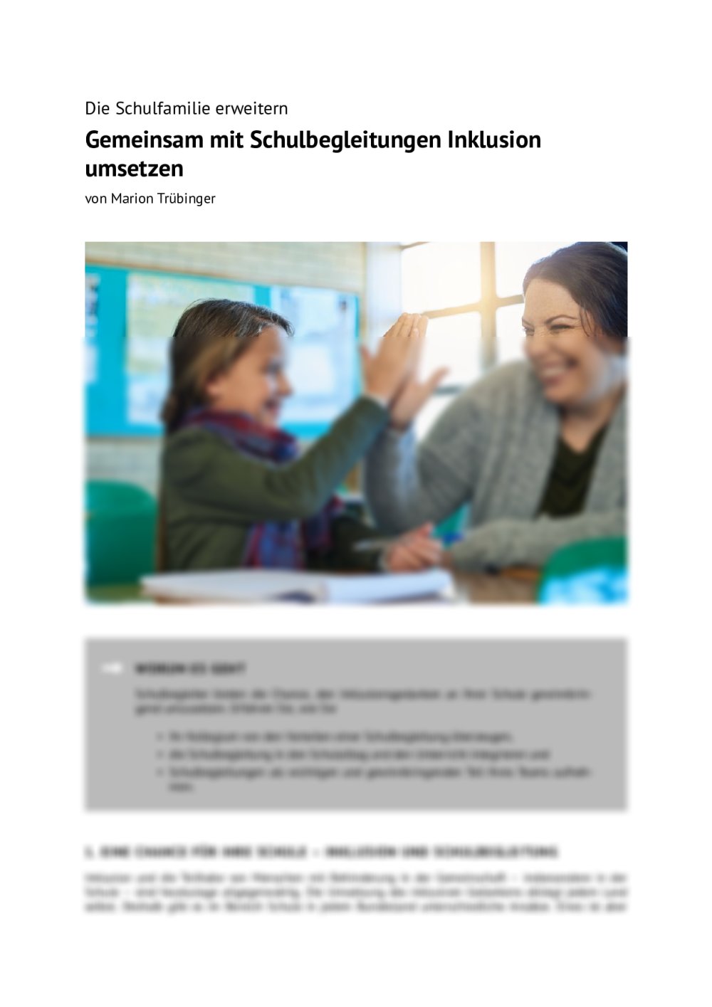 Gemeinsam mit Schulbegleitungen Inklusion umsetzen - Seite 1