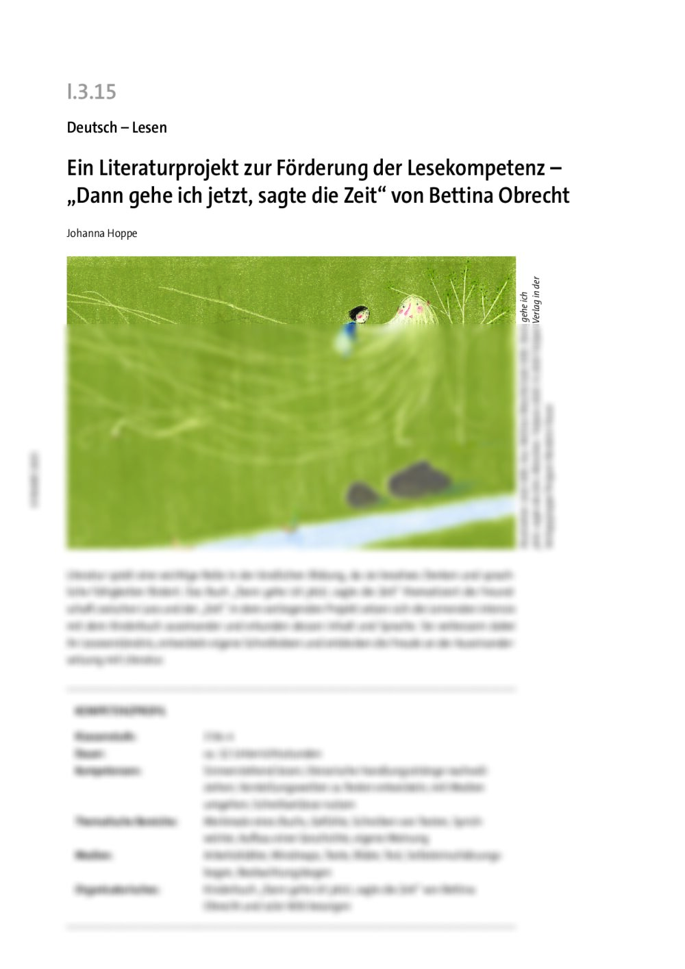 Ein Literaturprojekt zur Förderung der Lesekompetenz - Seite 1