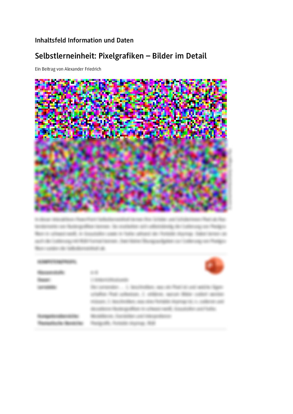 Selbstlerneinheit: Pixelgrafiken - Seite 1