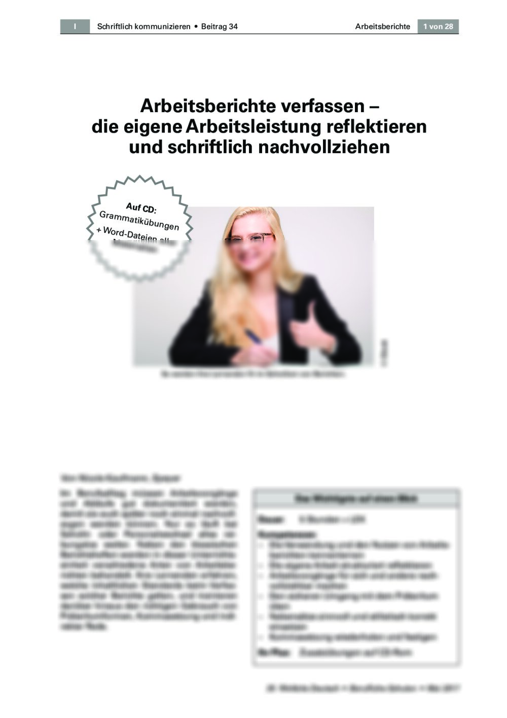 Die eigene Arbeitsleistung reflektieren und schriftlich nachvollziehen - Seite 1