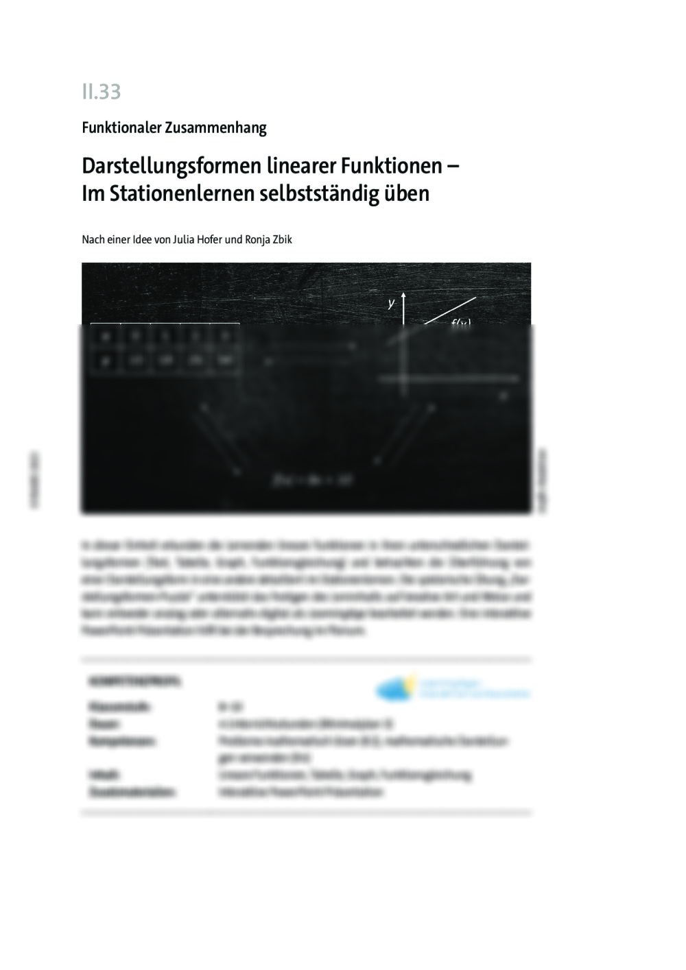 Darstellungsformen linearer Funktionen - Seite 1