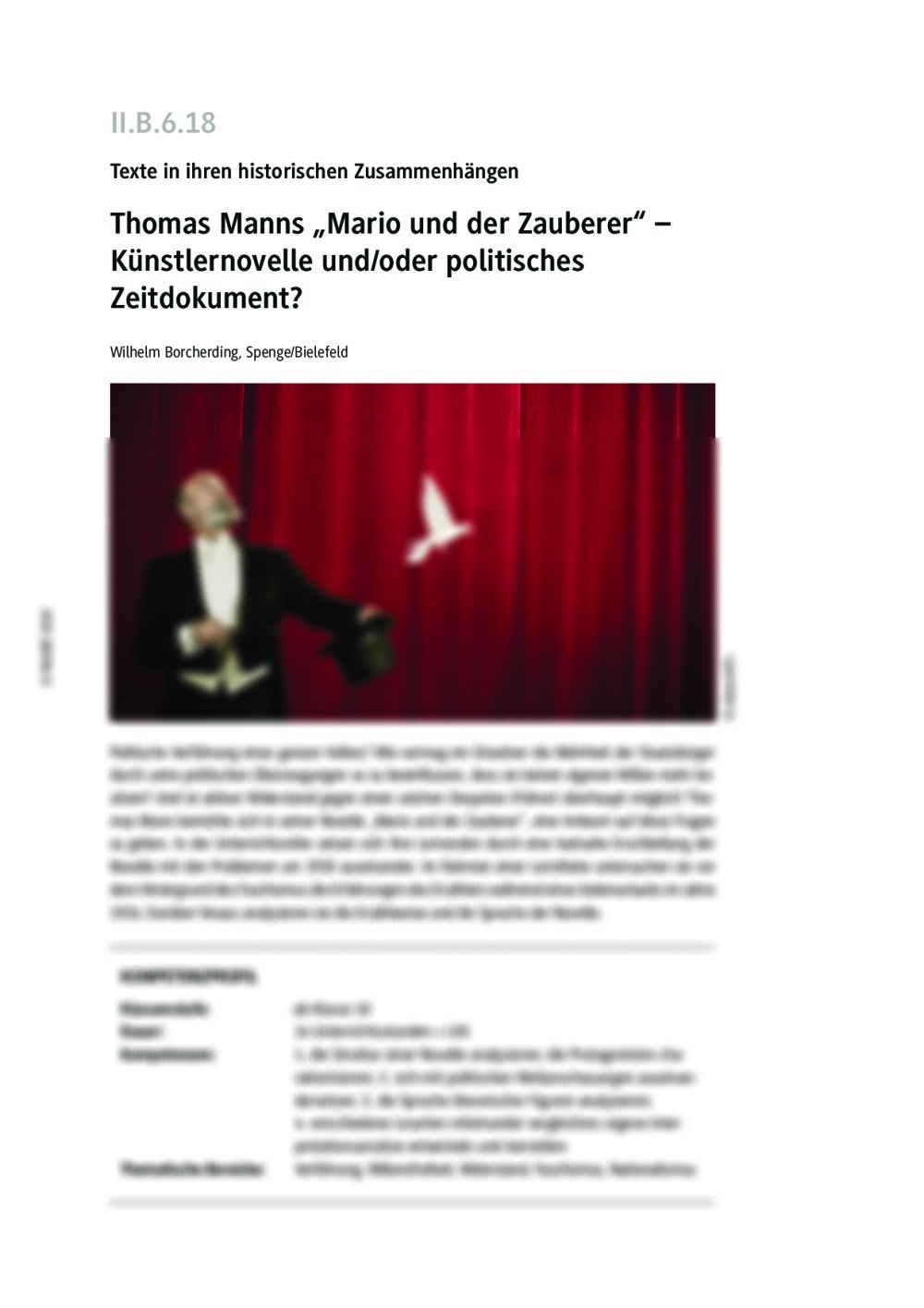 Thomas Manns "Mario und der Zauberer" - Seite 1