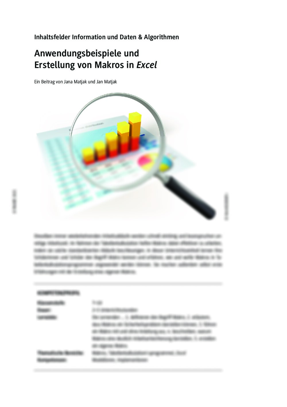 Anwendungsbeispiele und
Erstellung von Makros in Excel - Seite 1