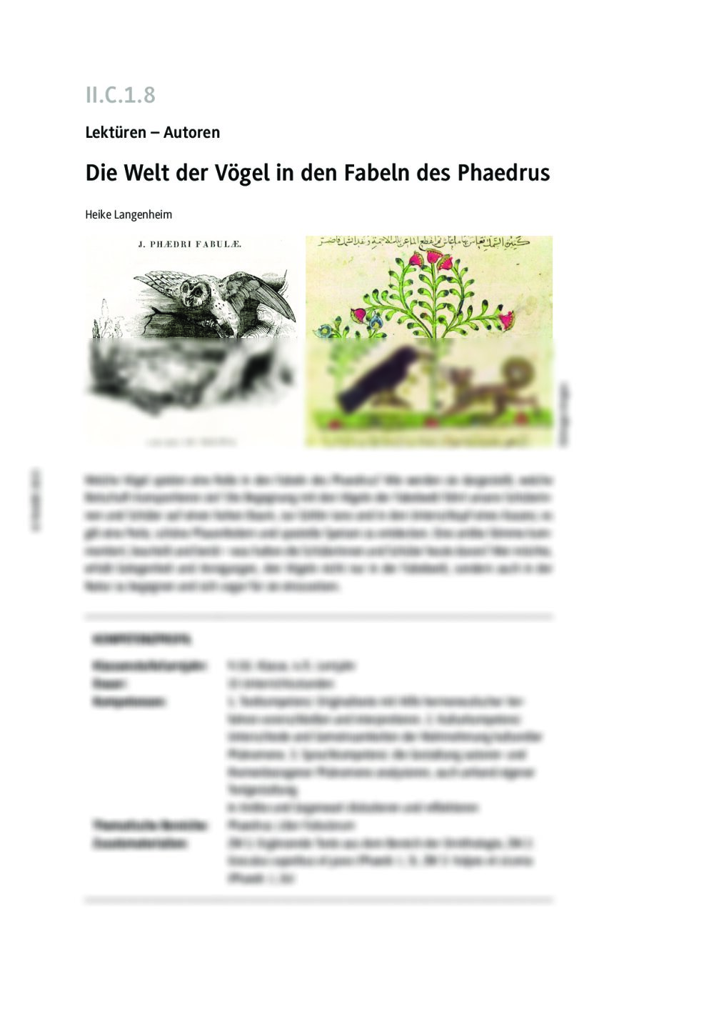 Die Welt der Vögel in den Fabeln des Phaedrus - Seite 1