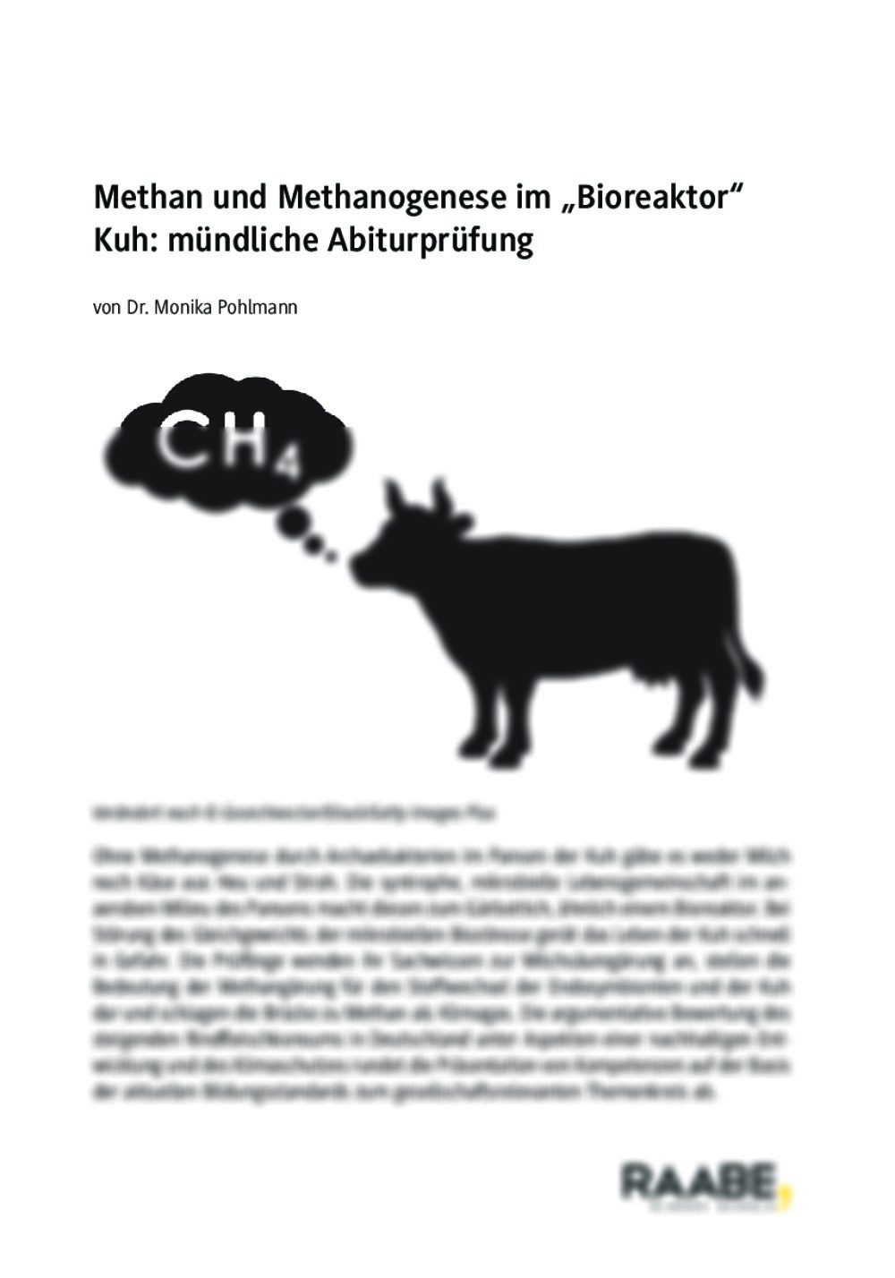 Mündliche Abiturprüfung: Methan und Methanogenese im „Bioreaktor“ Kuh - Seite 1