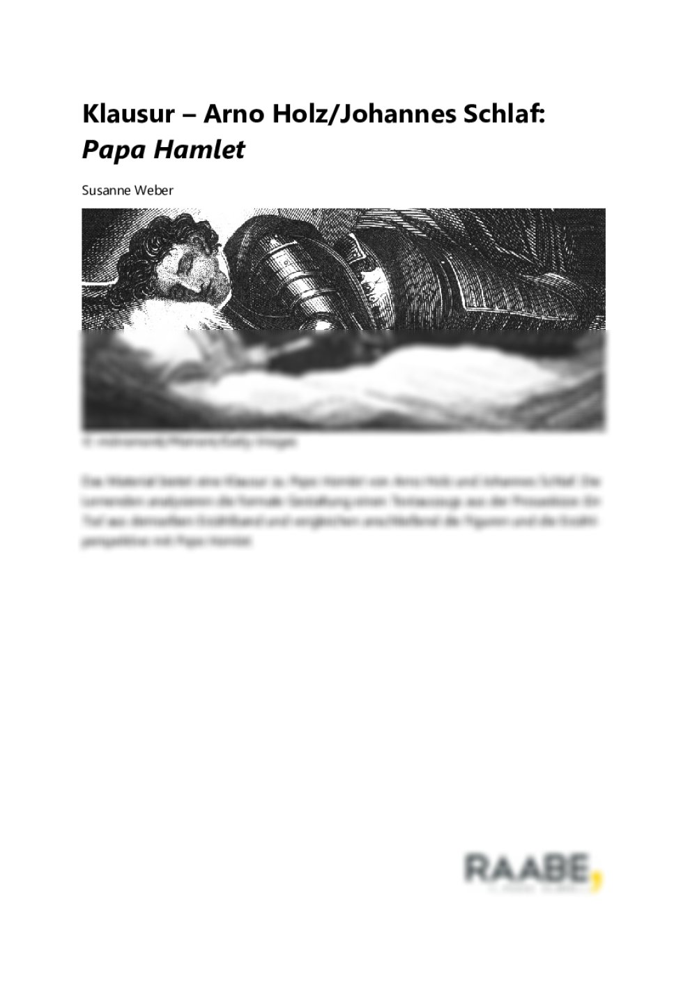 Klausur – Arno Holz/Johannes Schlaf: Papa Hamlet - Seite 1
