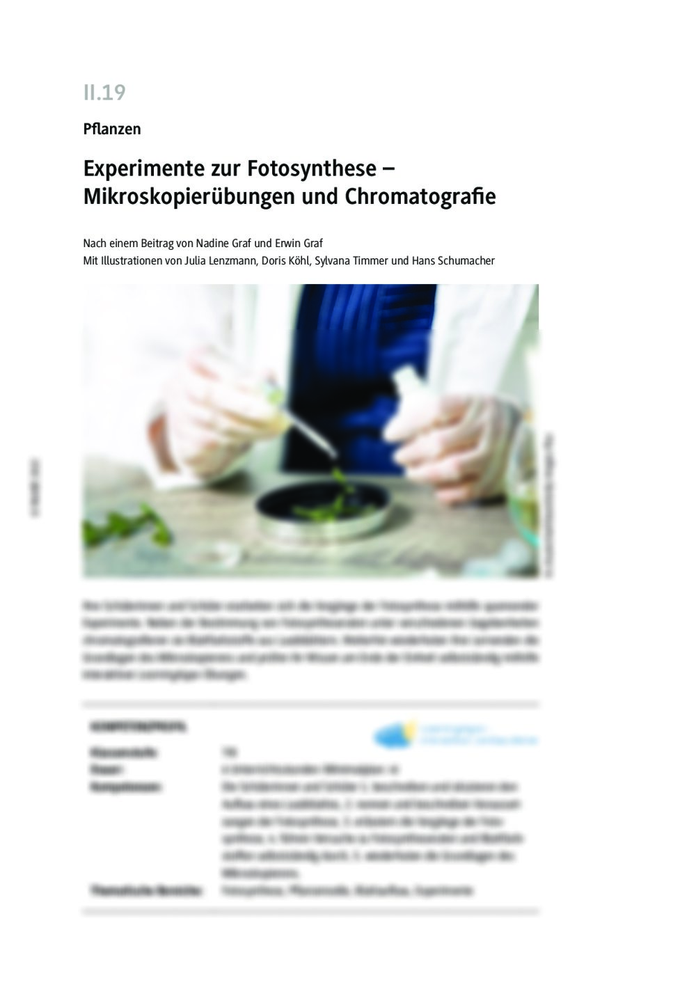 Experimente zur Fotosynthese - Seite 1