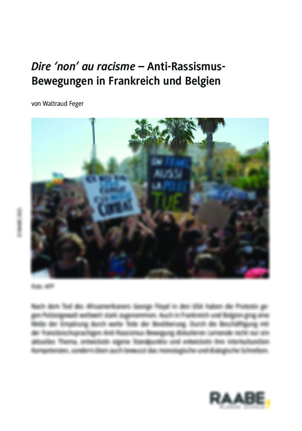 Anti-Rassismus-Bewegungen in Frankreich und Belgien - Seite 1