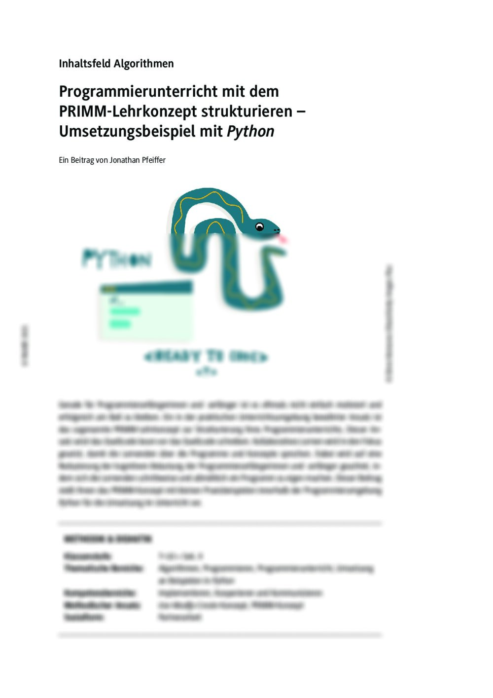 Das PRIMM-Lehrkonzept umgesetzt mit Python - Seite 1