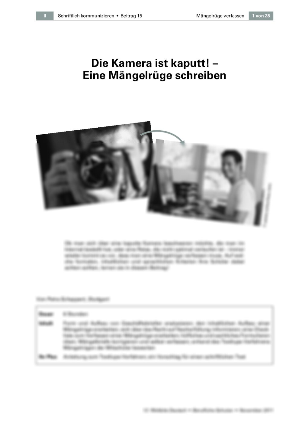 Eine Mängelrüge schreiben - Seite 1