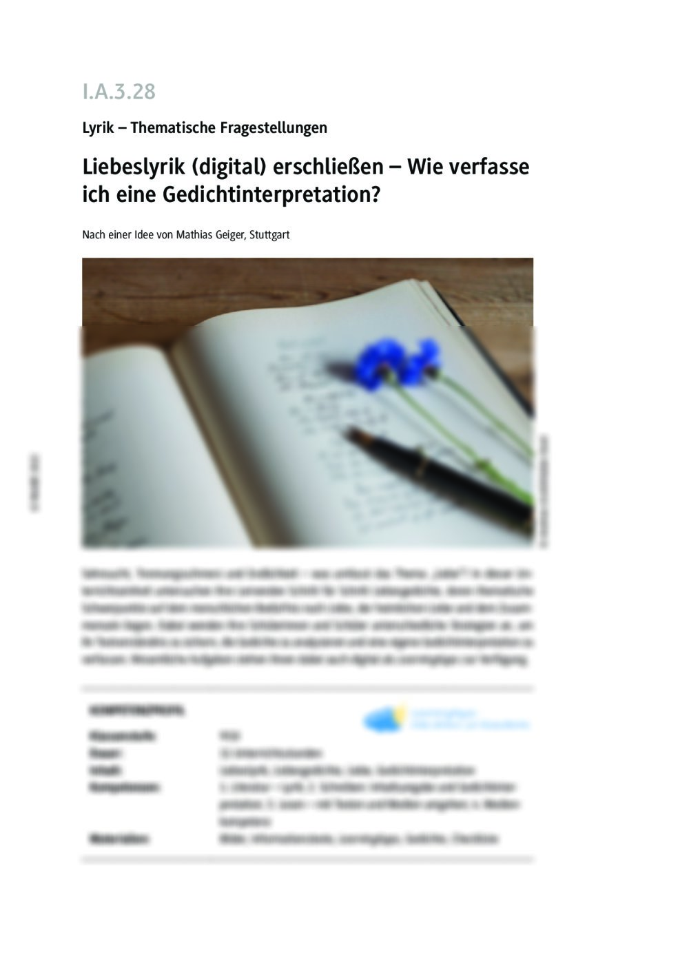 Liebeslyrik (digital) erschließen - Seite 1