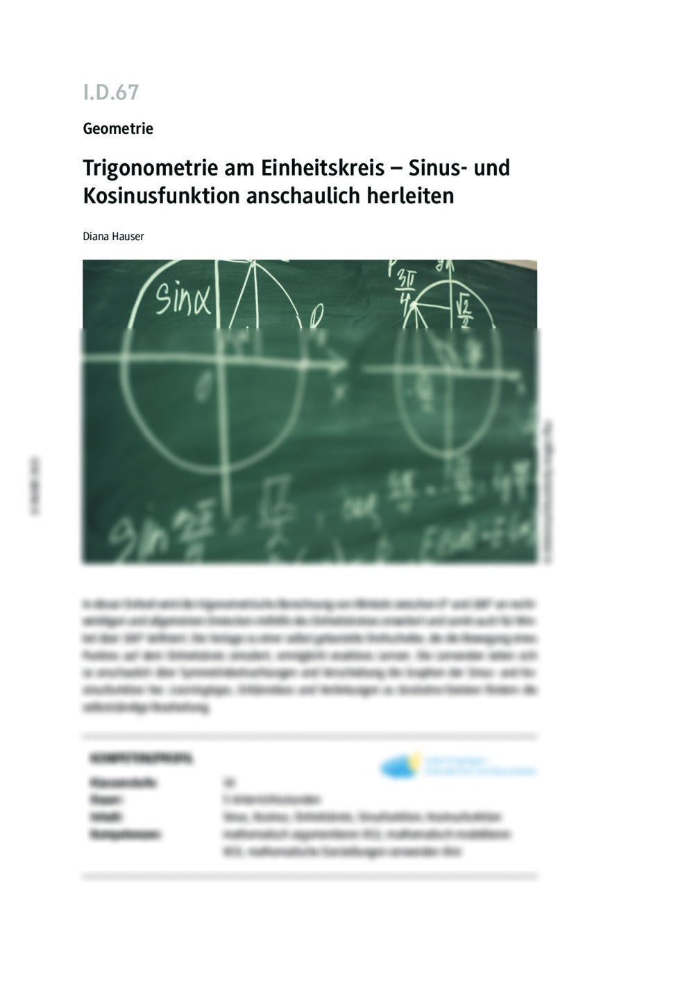 Trigonometrie am Einheitskreis  - Seite 1